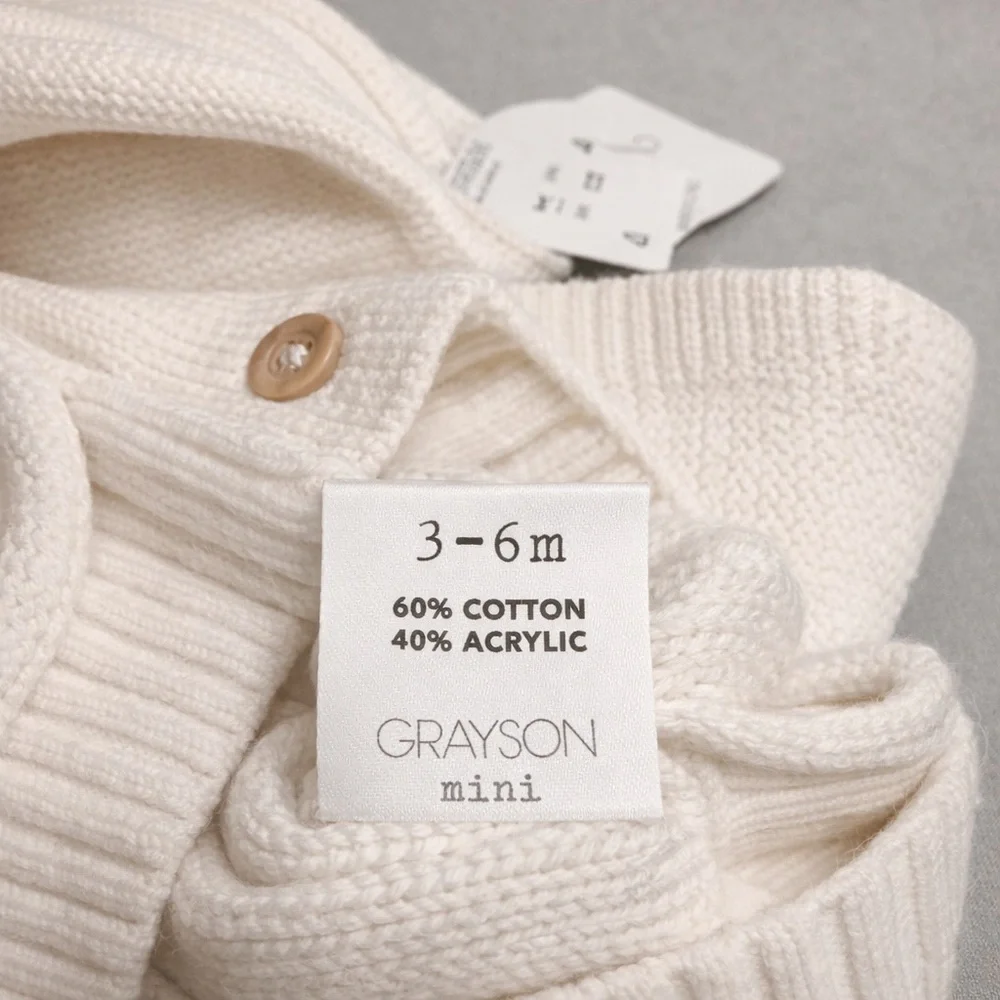 Grayson Mini Baby Knit Set 3-6 Months - Cardigan & Pants NWT